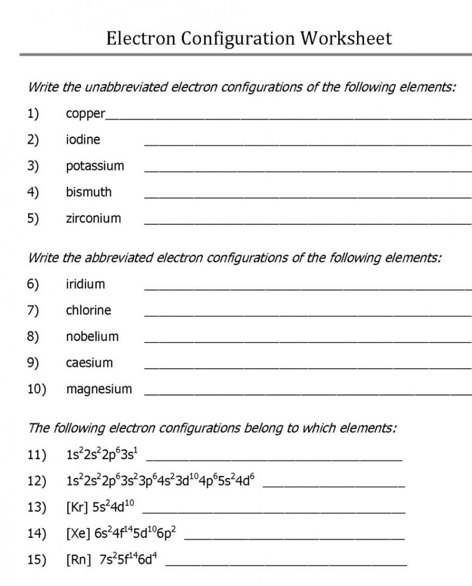 Answered: Electron Configuration Worksheet Write  bartleby