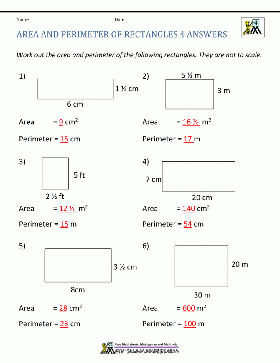 Area and Perimeter of Rectangle