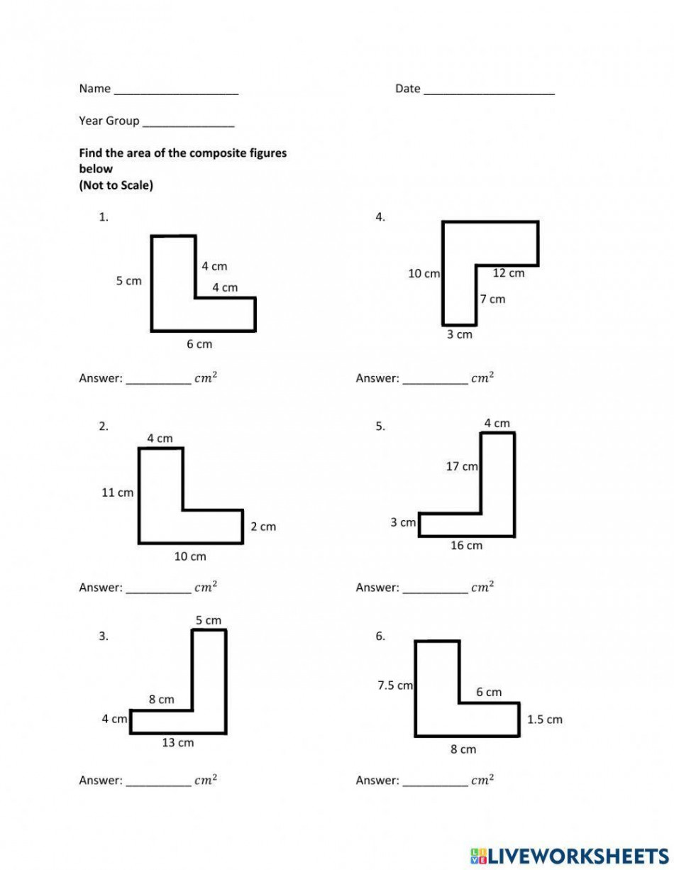 Area - Composite Figures worksheet  Live Worksheets