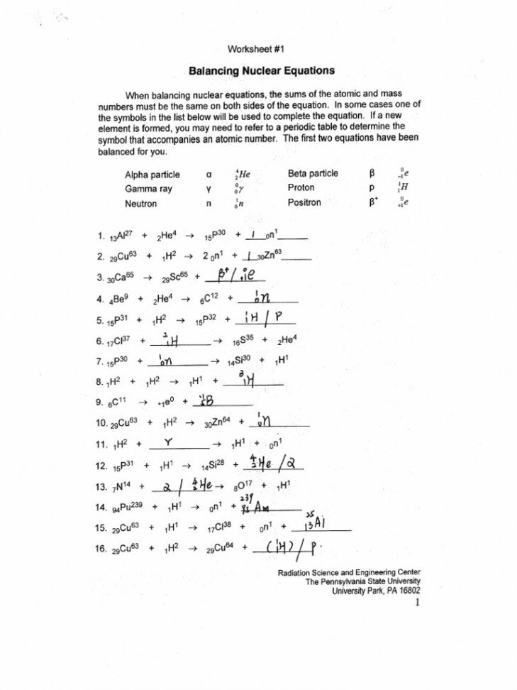 Balancing Nuclear Equation  PDF