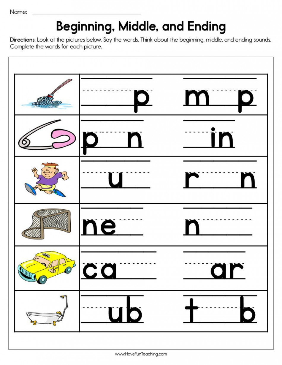 Beginning, Middle, and Ending Sounds Worksheet - Have Fun Teaching