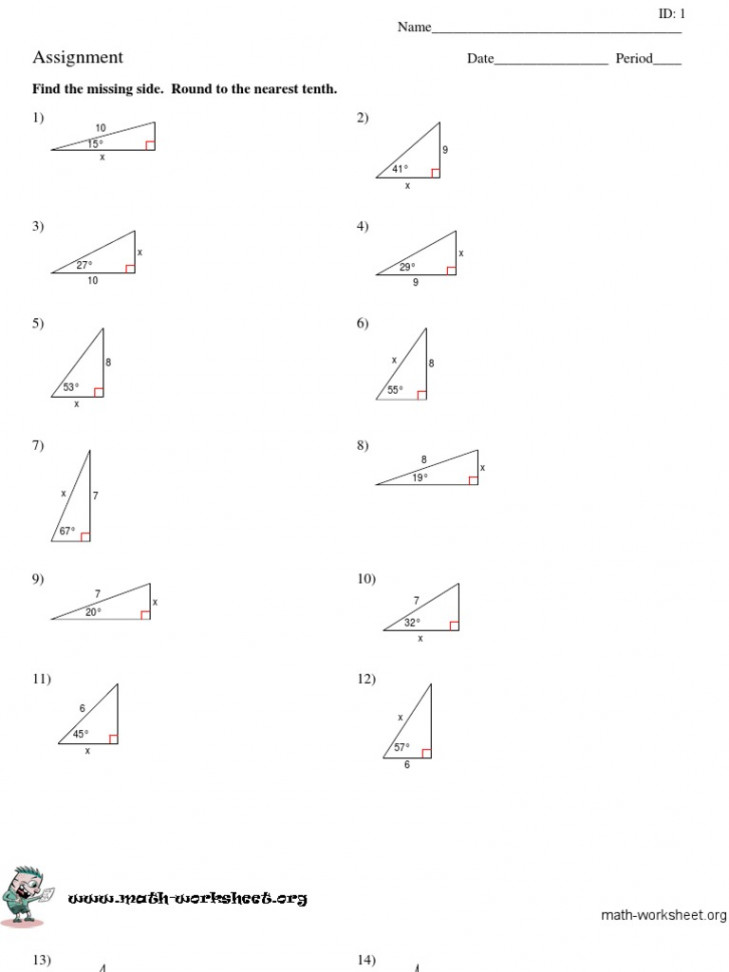 Beginning Trigonometry-Finding Missing Sides of Triangles-Easy