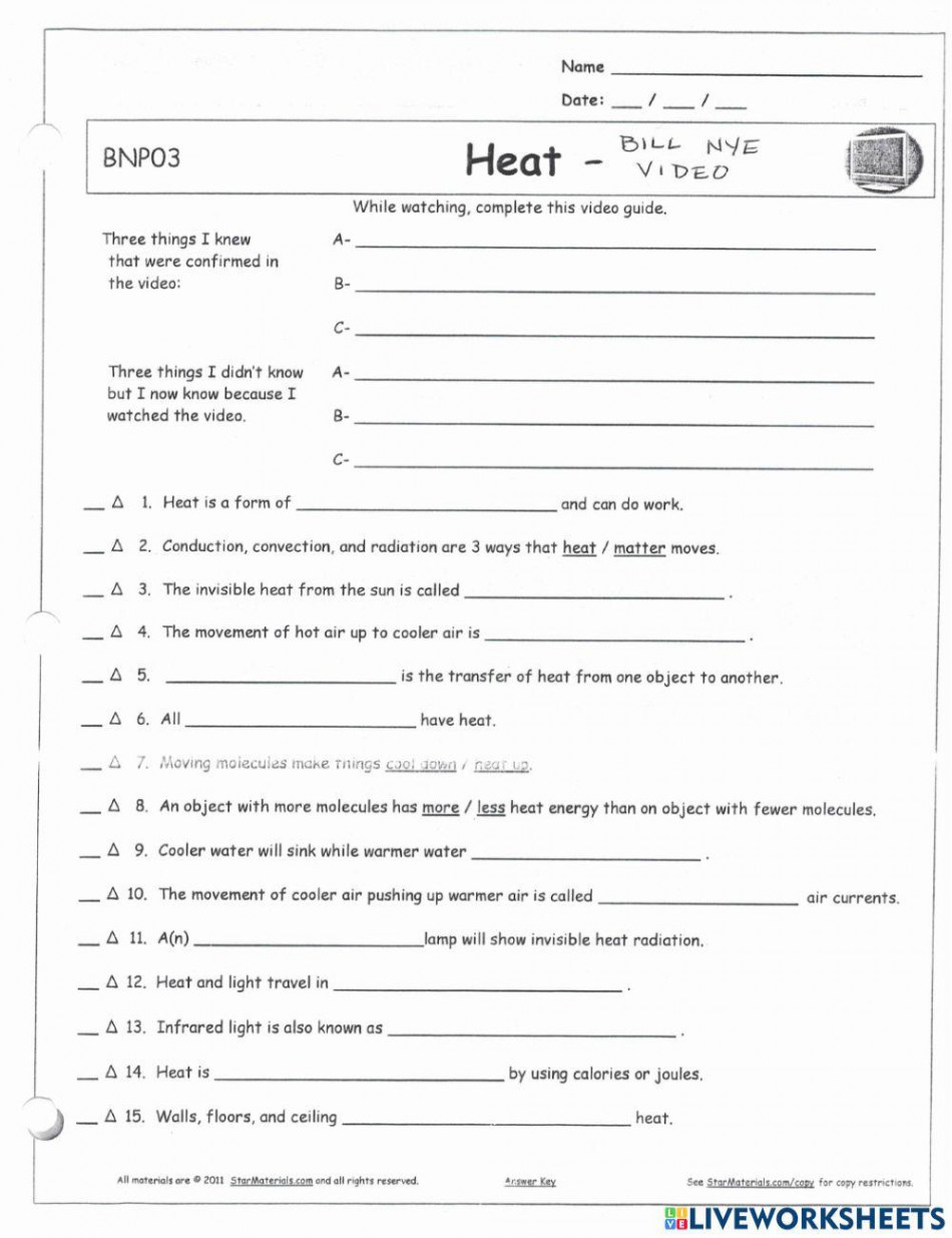 Bill Nye - Heat online exercise for  Live Worksheets