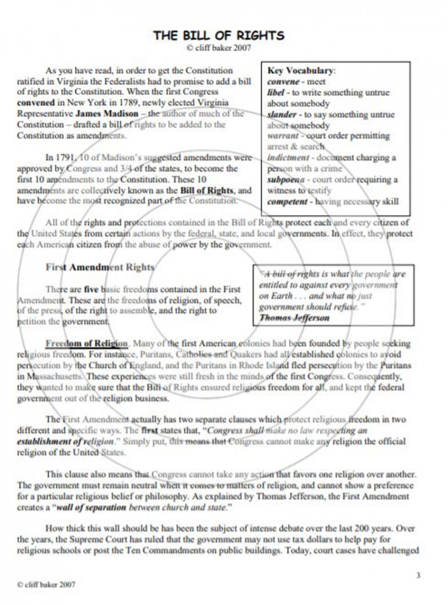 Bill of Rights complete unit, including text