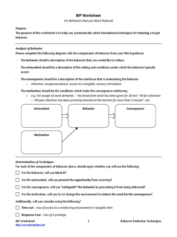 BIP Worksheet - Reduction