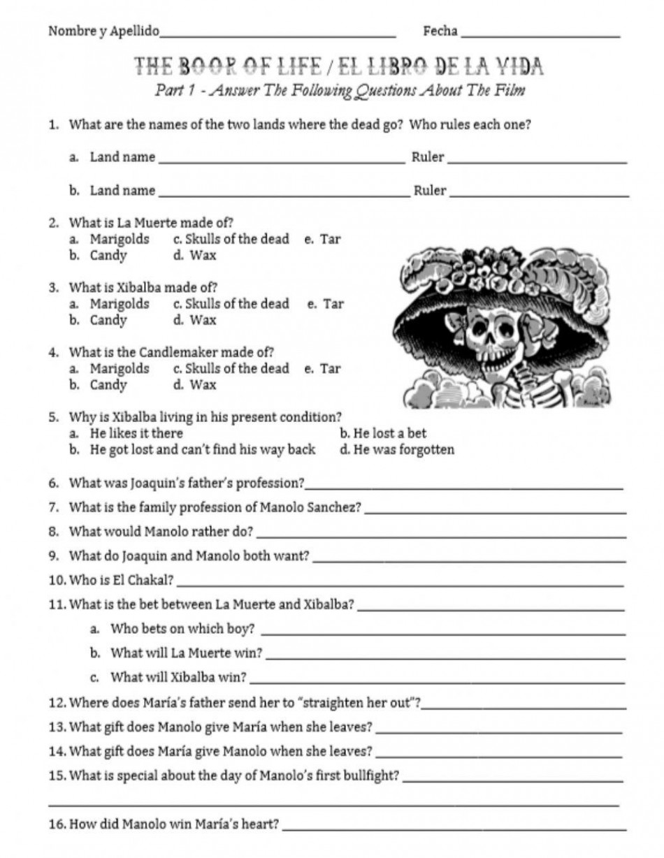 Book of life part I worksheet  Live Worksheets