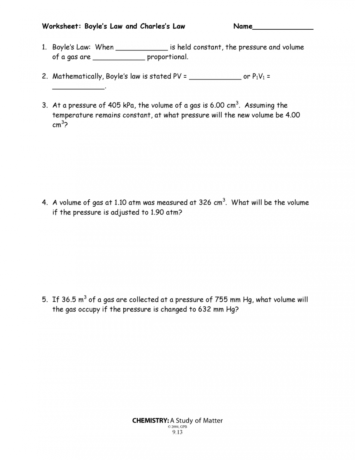 Boyles law and charles law worksheet - CHE  - MSU - Studocu