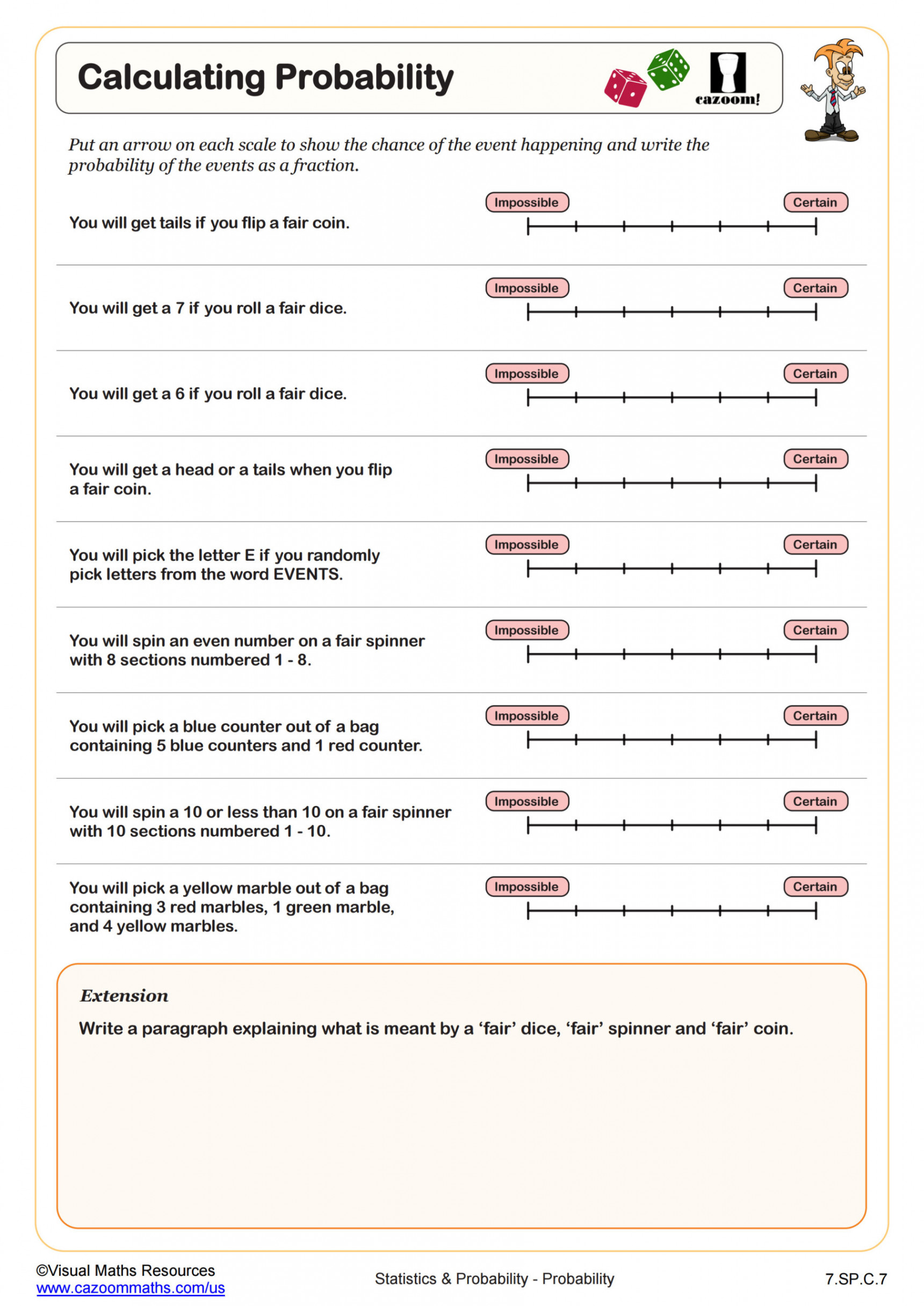 Calculating Probability Worksheet  th Grade PDF Worksheets