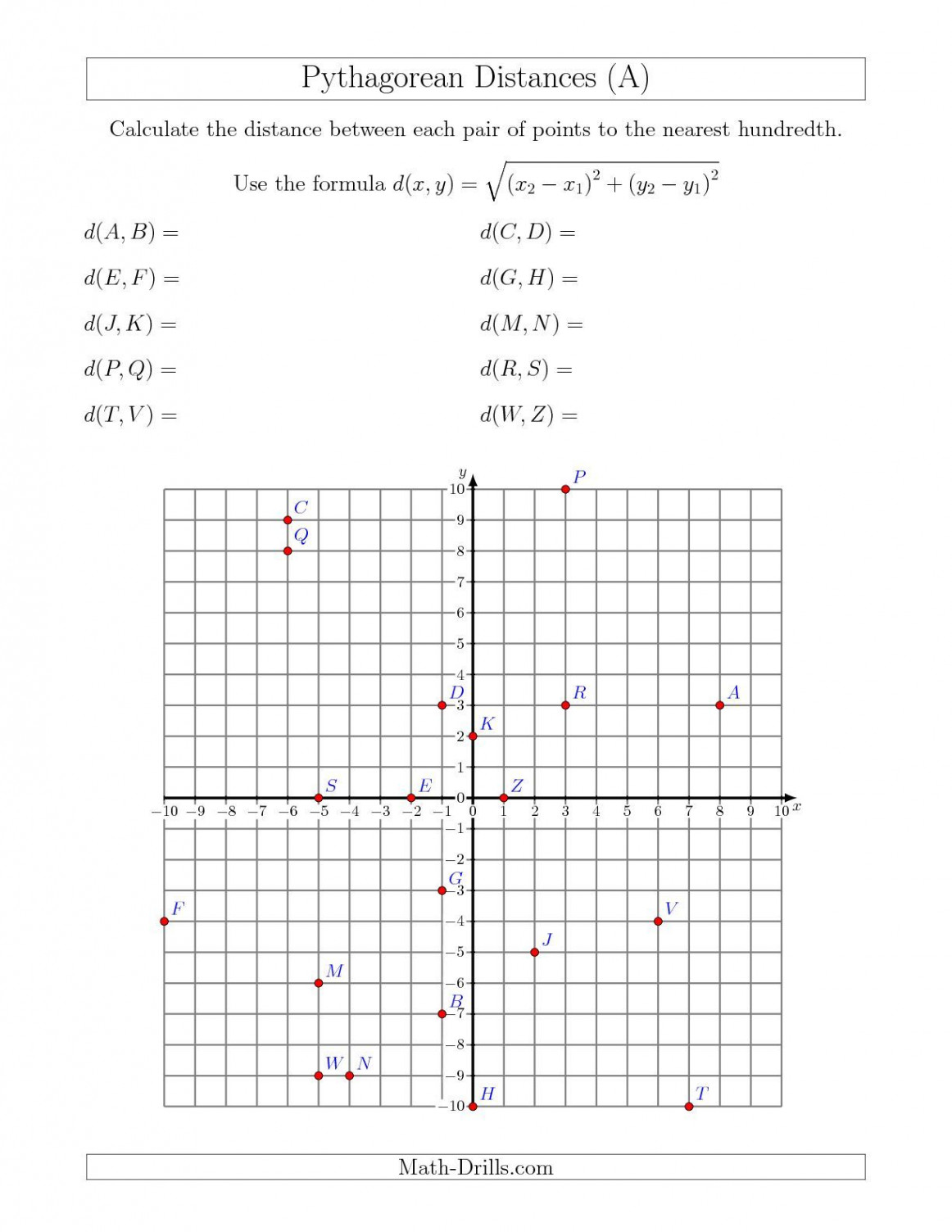 Calculating the Distance Between Two Points Using Pythagorean