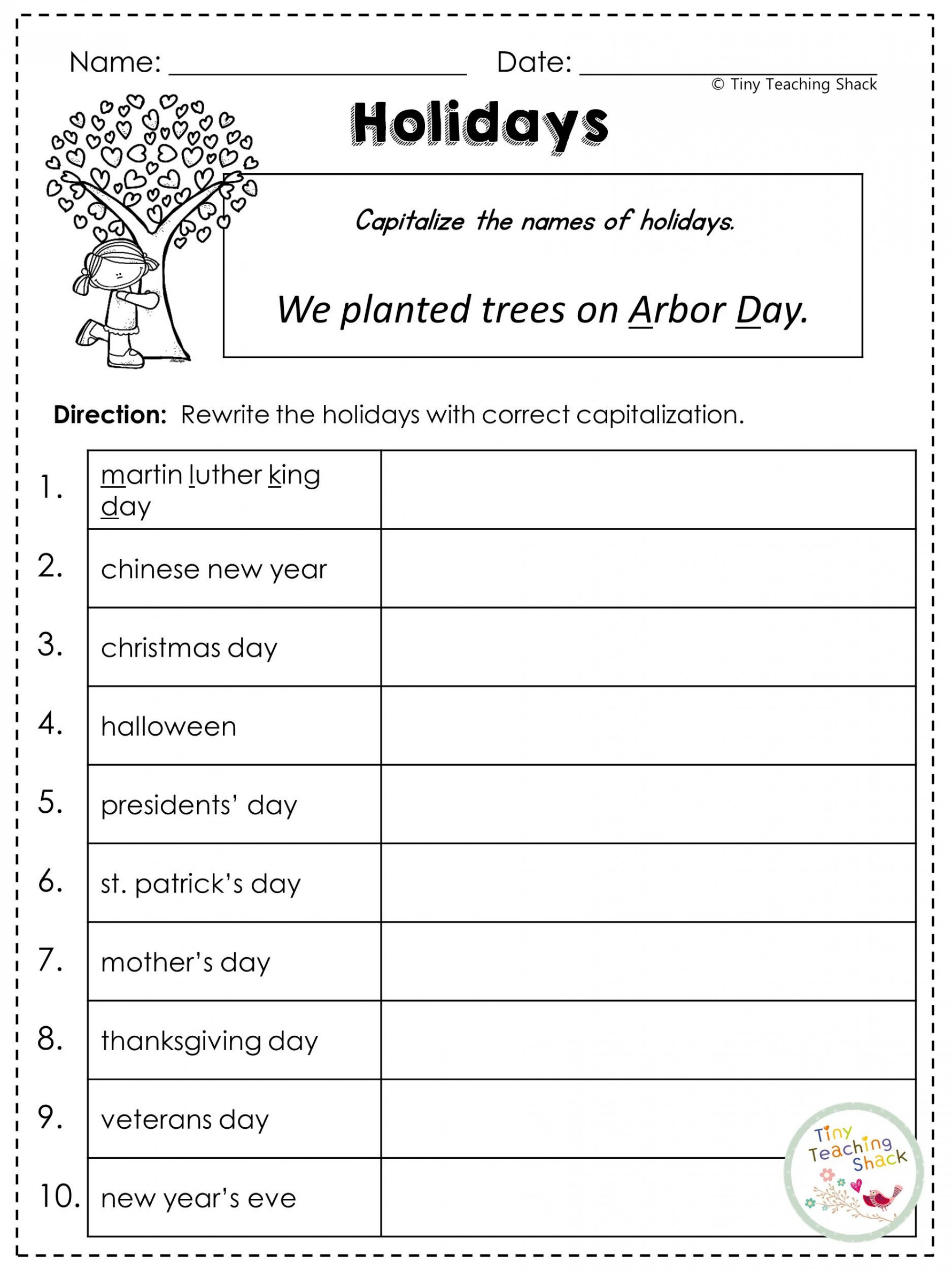 capitalization worksheets  nd grade worksheets, Third grade