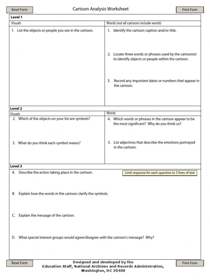 Cartoon Analysis Worksheet  PDF