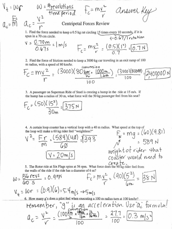 Centripetal Forces Answer Key  PDF