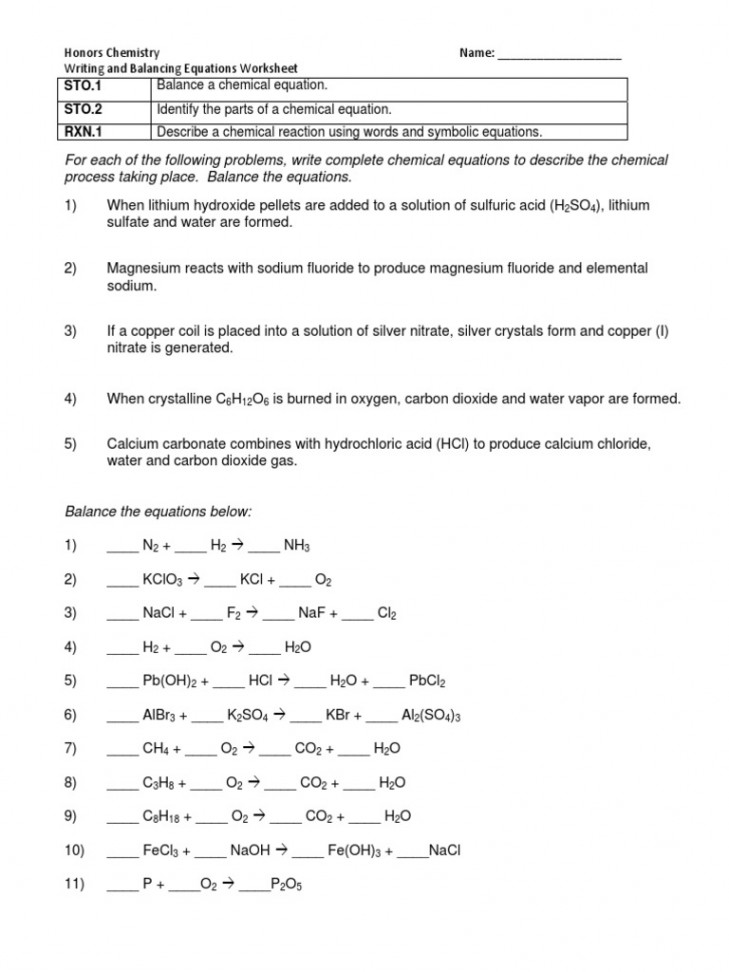 Chemical Equations Worksheet   PDF  Chlorine  Hydroxide