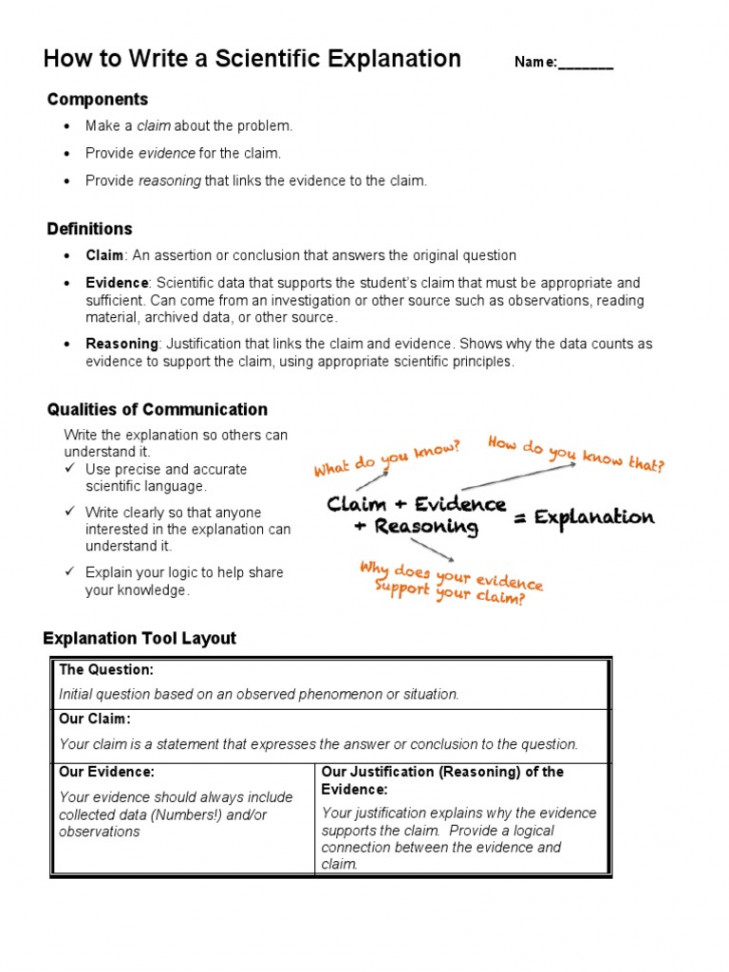 Claim Evidence Reasoning Worksheet  PDF  Evidence  Scientific