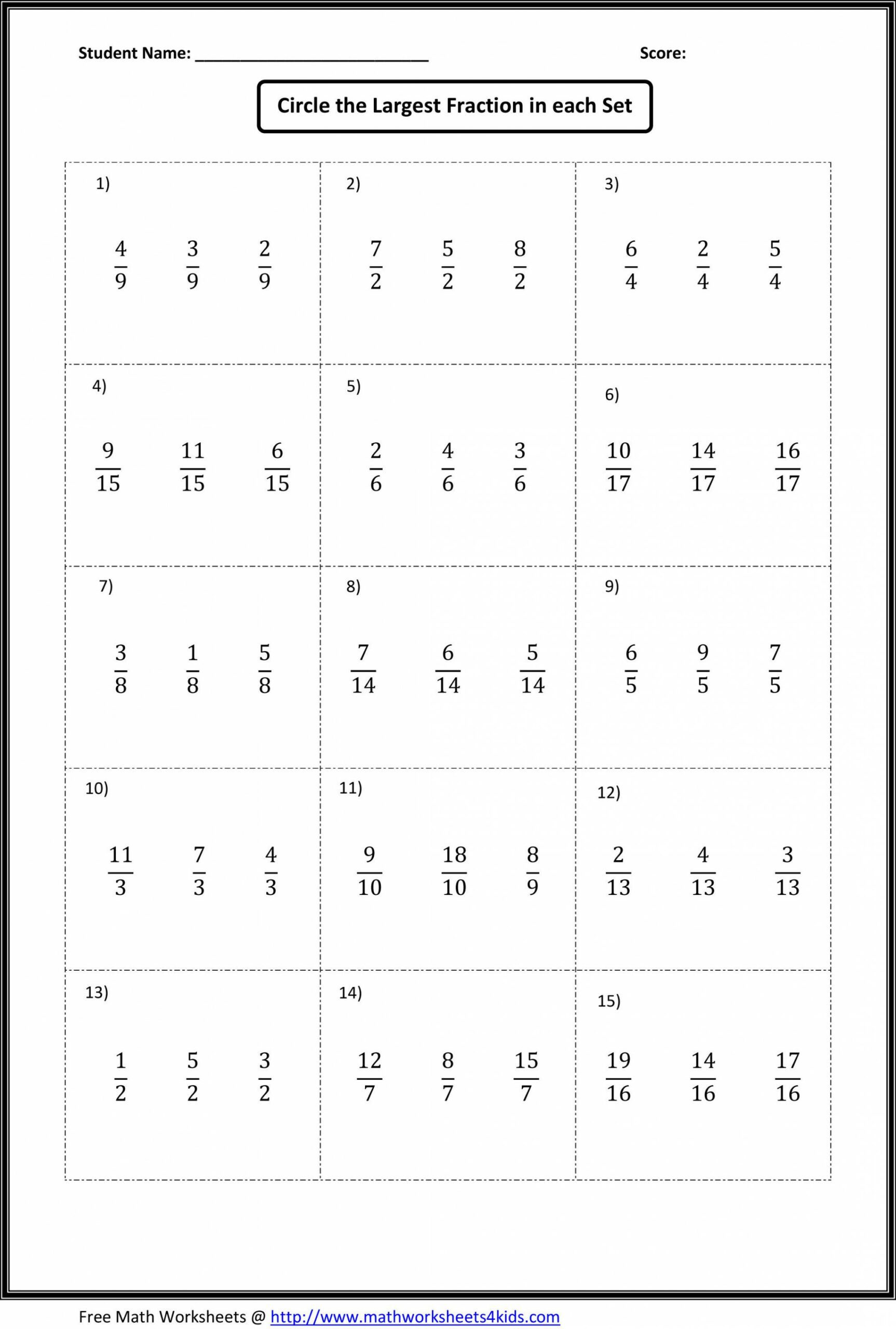 Comparing Fractions Worksheets  Fractions worksheets, Math