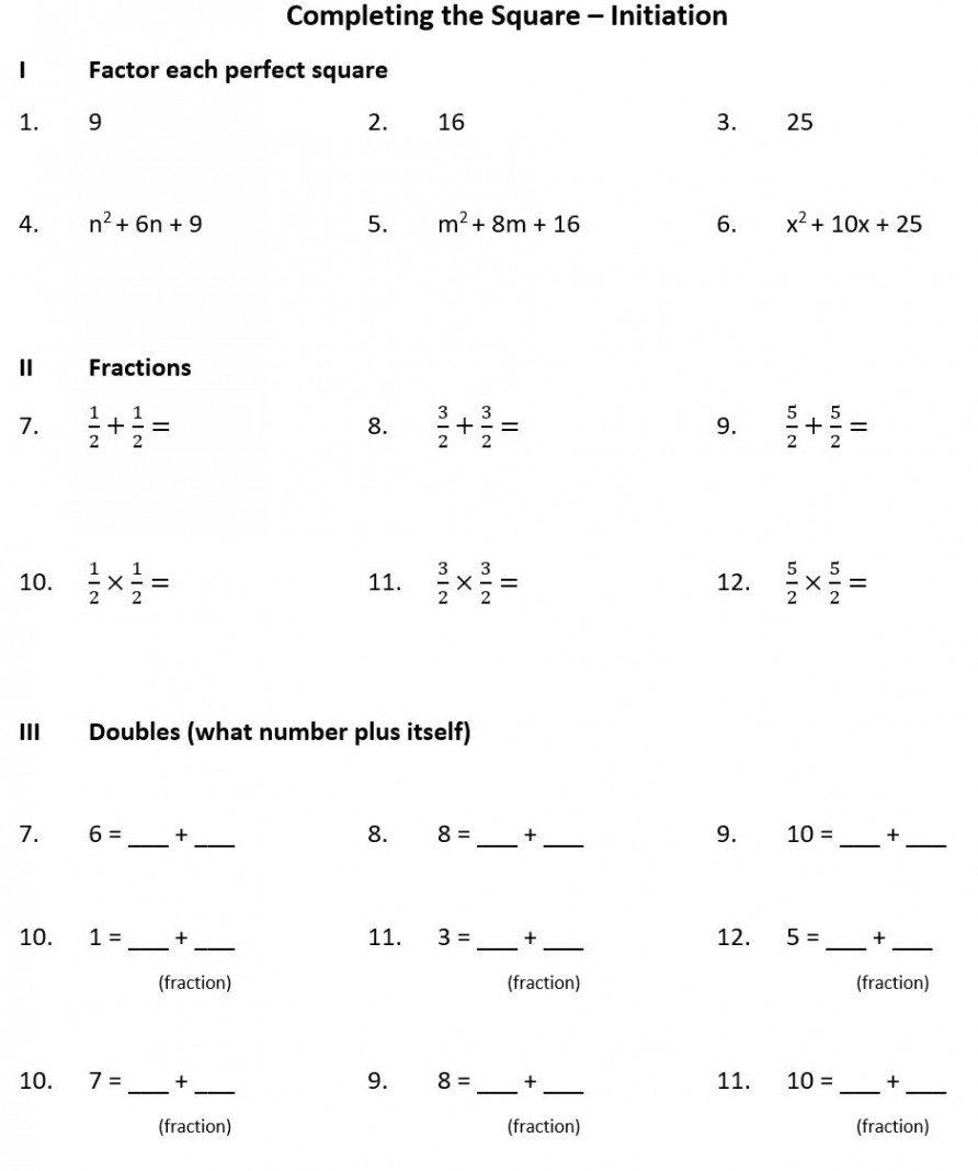 Complete the Square for Vertex Form - CTSPEDMATHDUDE