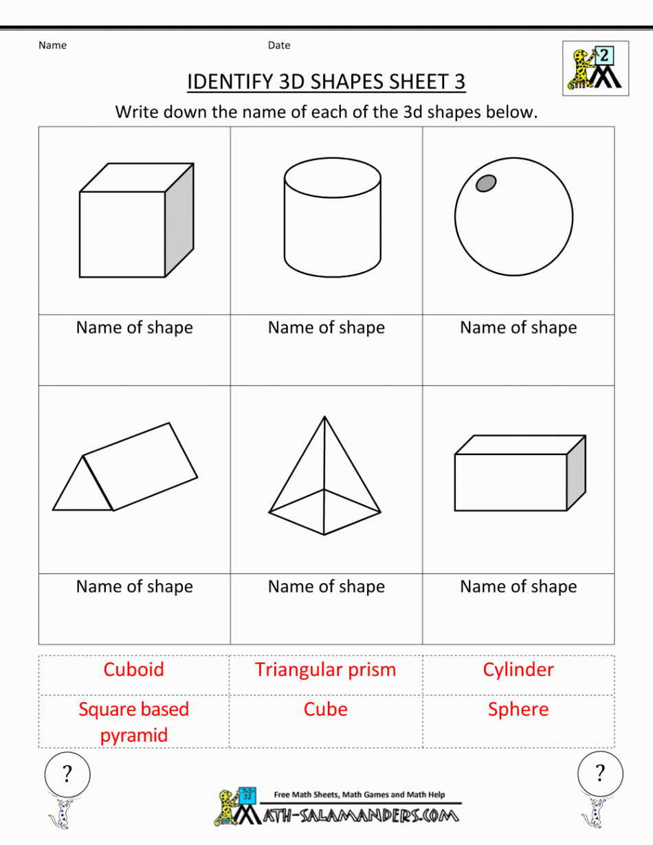 d Shapes Worksheets