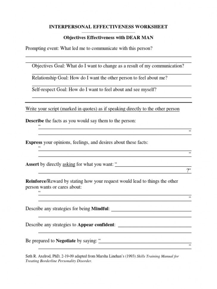 DEAR MAN GIVE FAST Worksheet PDF  PDF  Borderline Personality