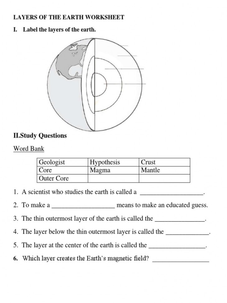 Demo Layers of The Earth Worksheet  PDF