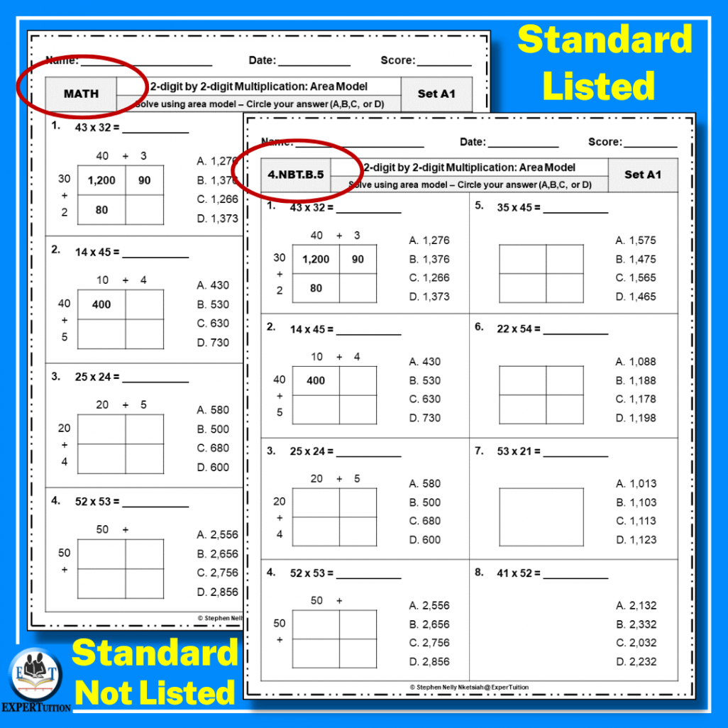 Digit by  Digit Area Model Multiplication Worksheets - ExperTuition