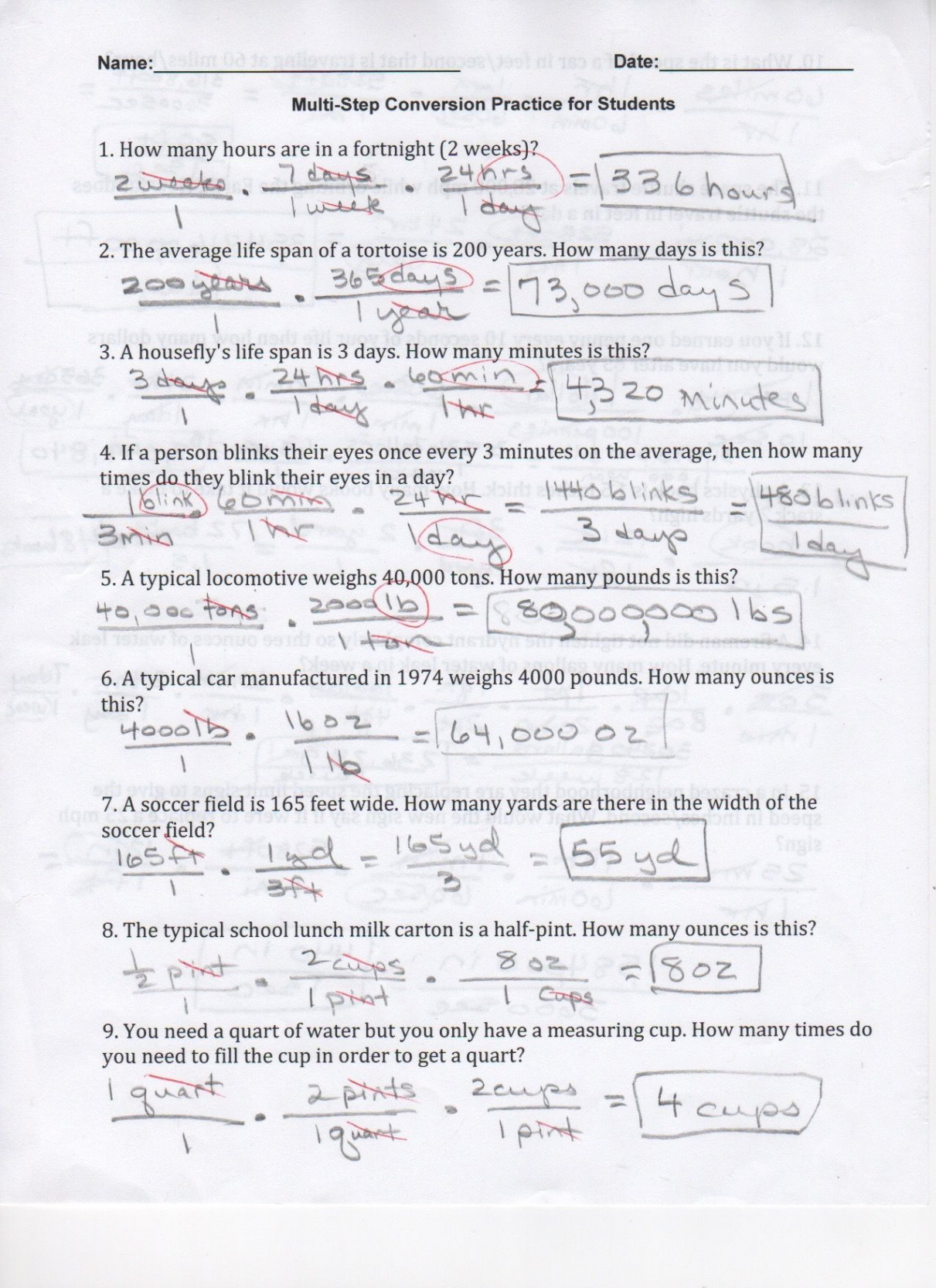 dimensional analysis worksheets with answer key  Dimensional