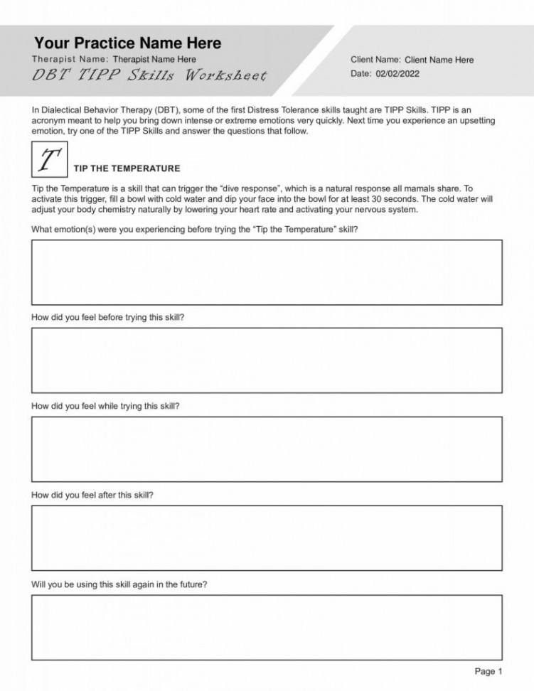 Distress Tolerance Worksheets Bundle PDF Templates - TherapyByPro