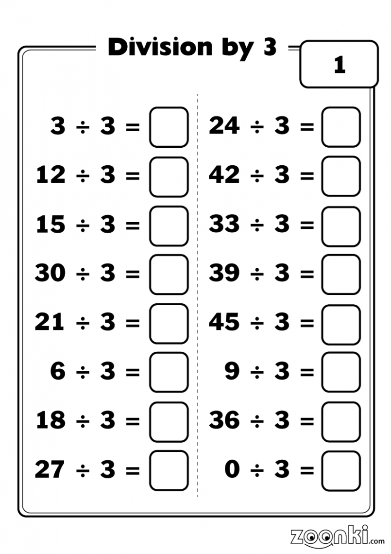 Dividing by  - division exercises - zoonki