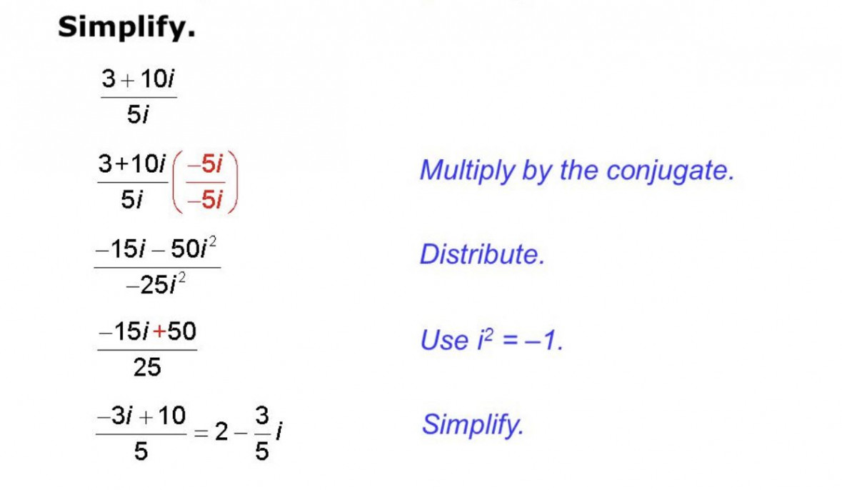 Dividing complex numbers  Math practice worksheets, Basic math
