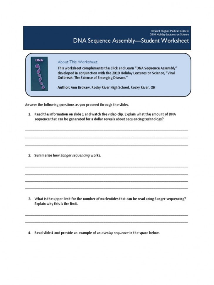 DNA Sequence Assembly Click Learn Worksheet  PDF  Dna Sequencing