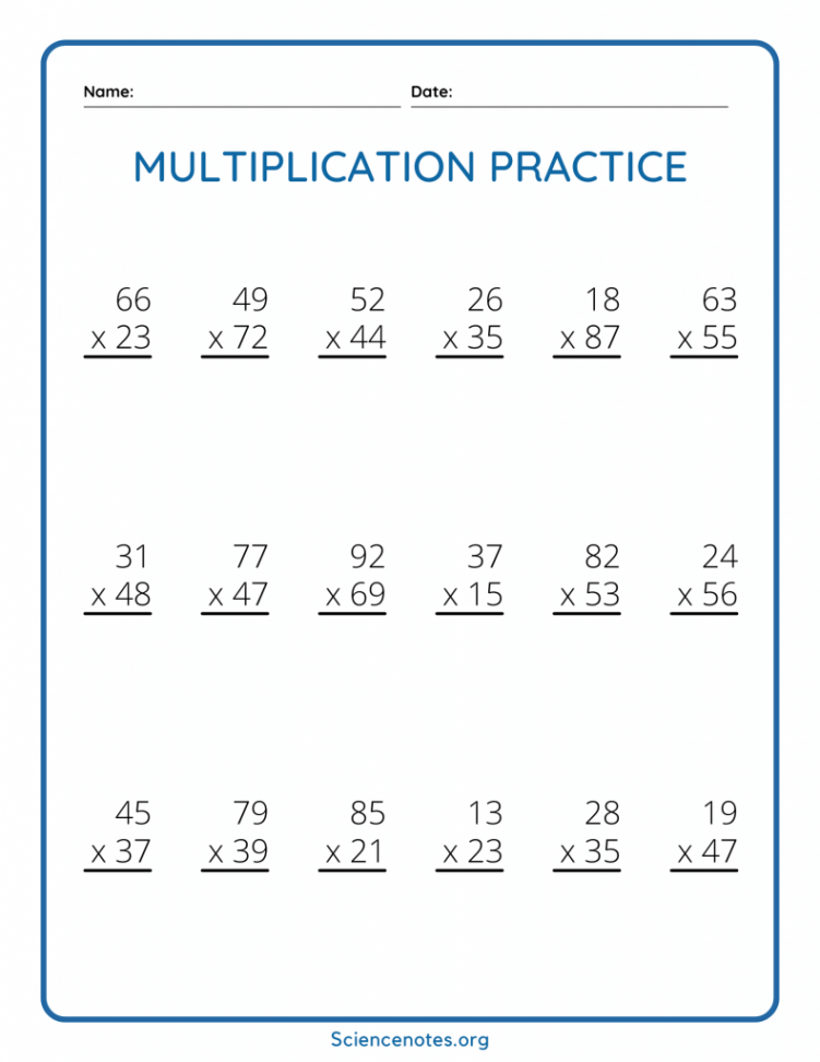 Double Digit Multiplication Worksheets