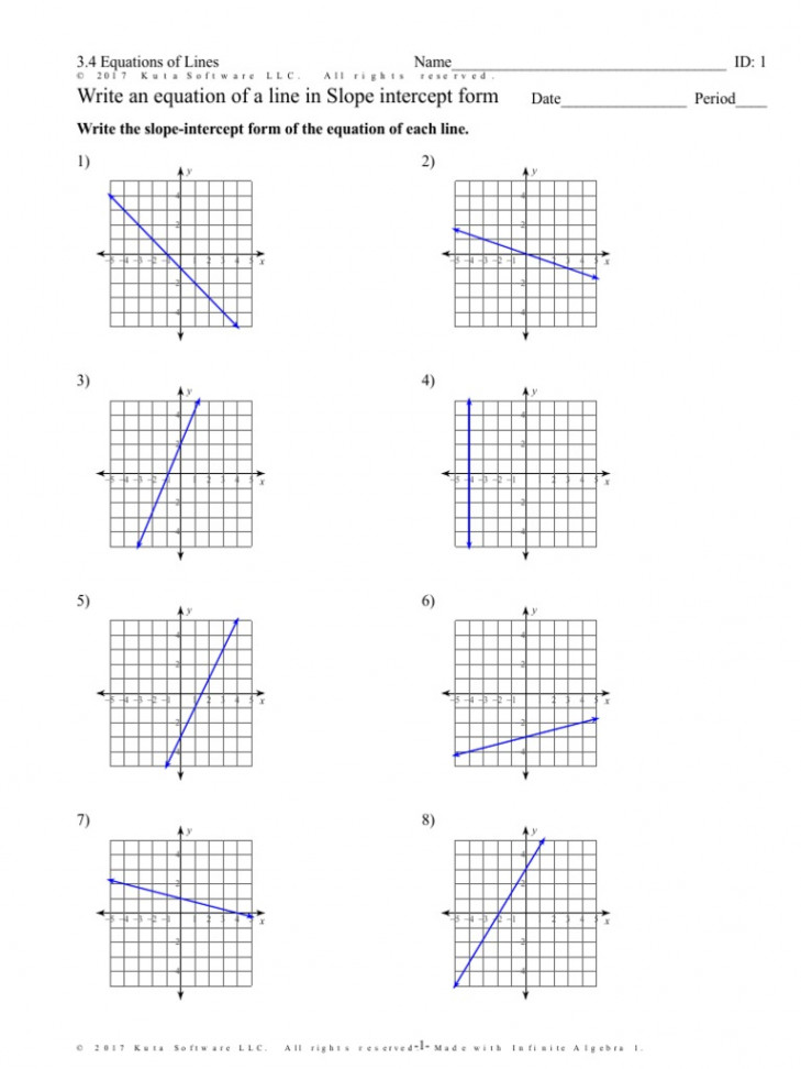 Equation of A Line Worksheet  PDF