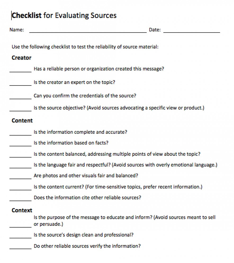 Evaluating Sources of Information  Thoughtful Learning K-