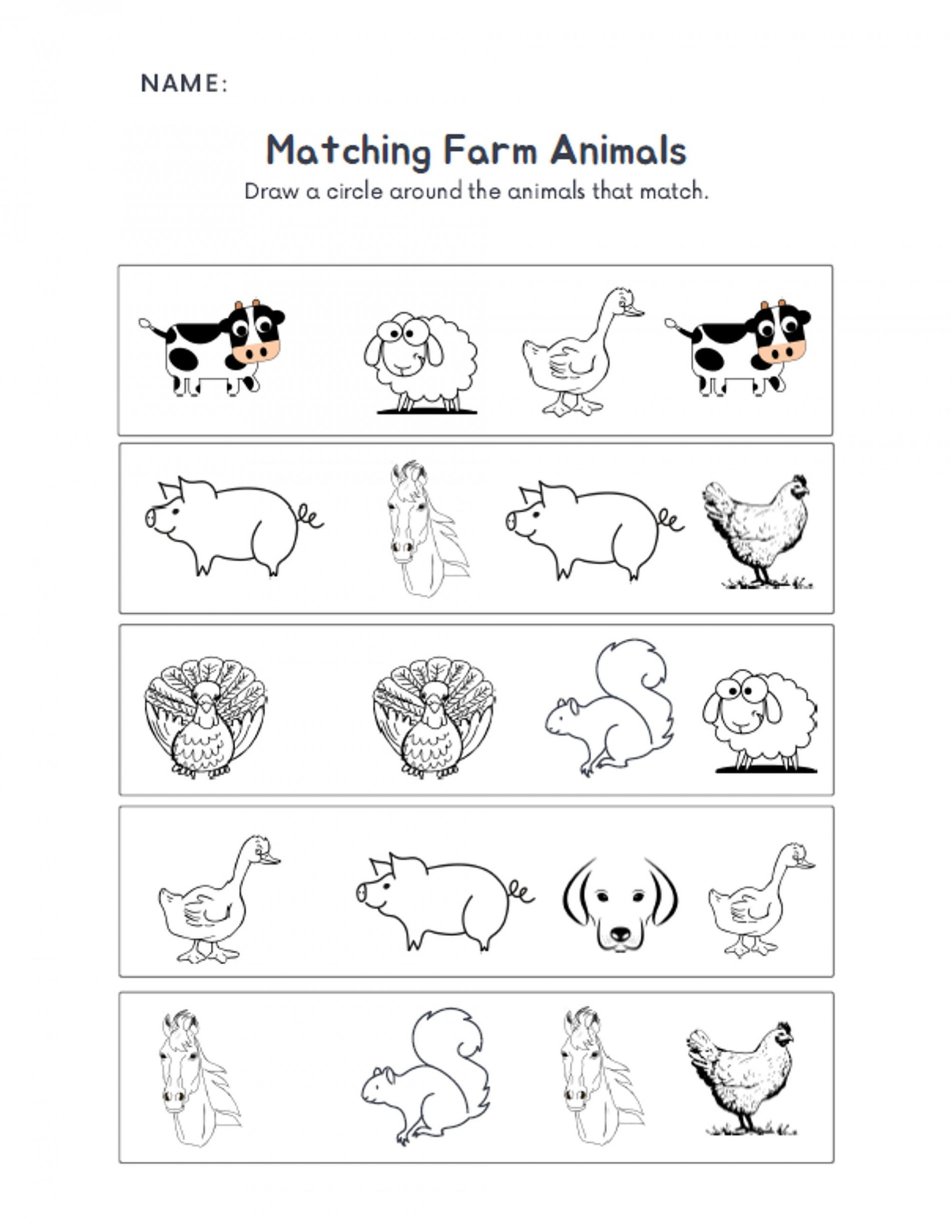 Farm Animals Worksheets - Etsy