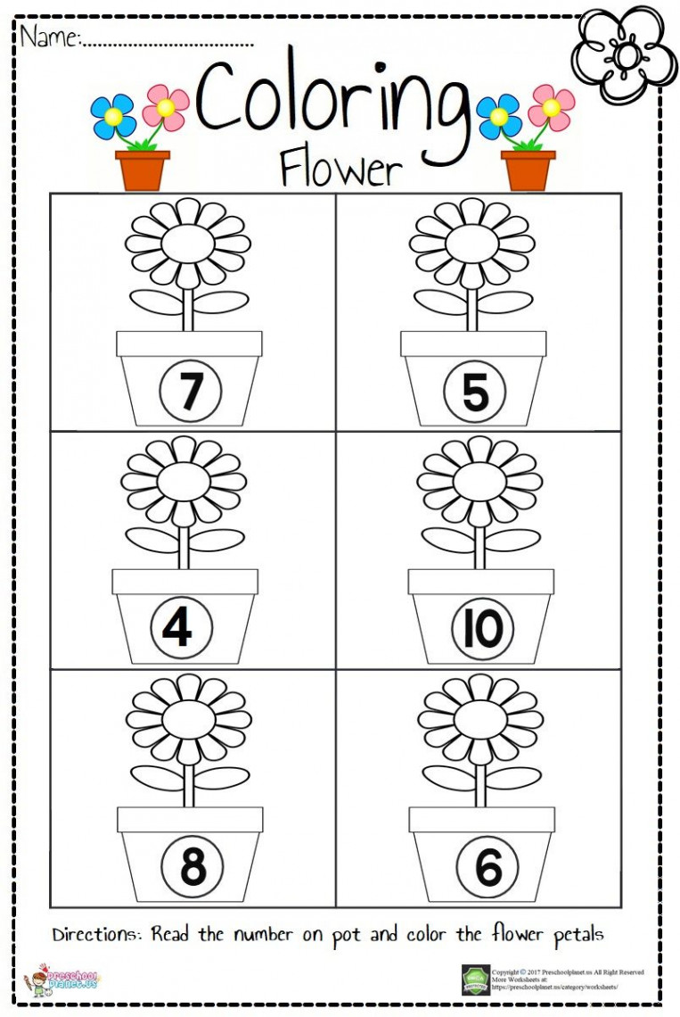 Flower Count Worksheet  Preschool math worksheets, Preschool