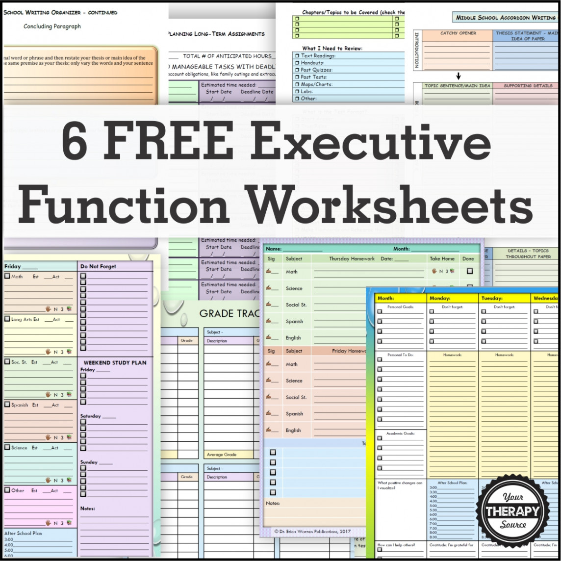 FREE Executive Functioning Activity Worksheets - Your Therapy Source