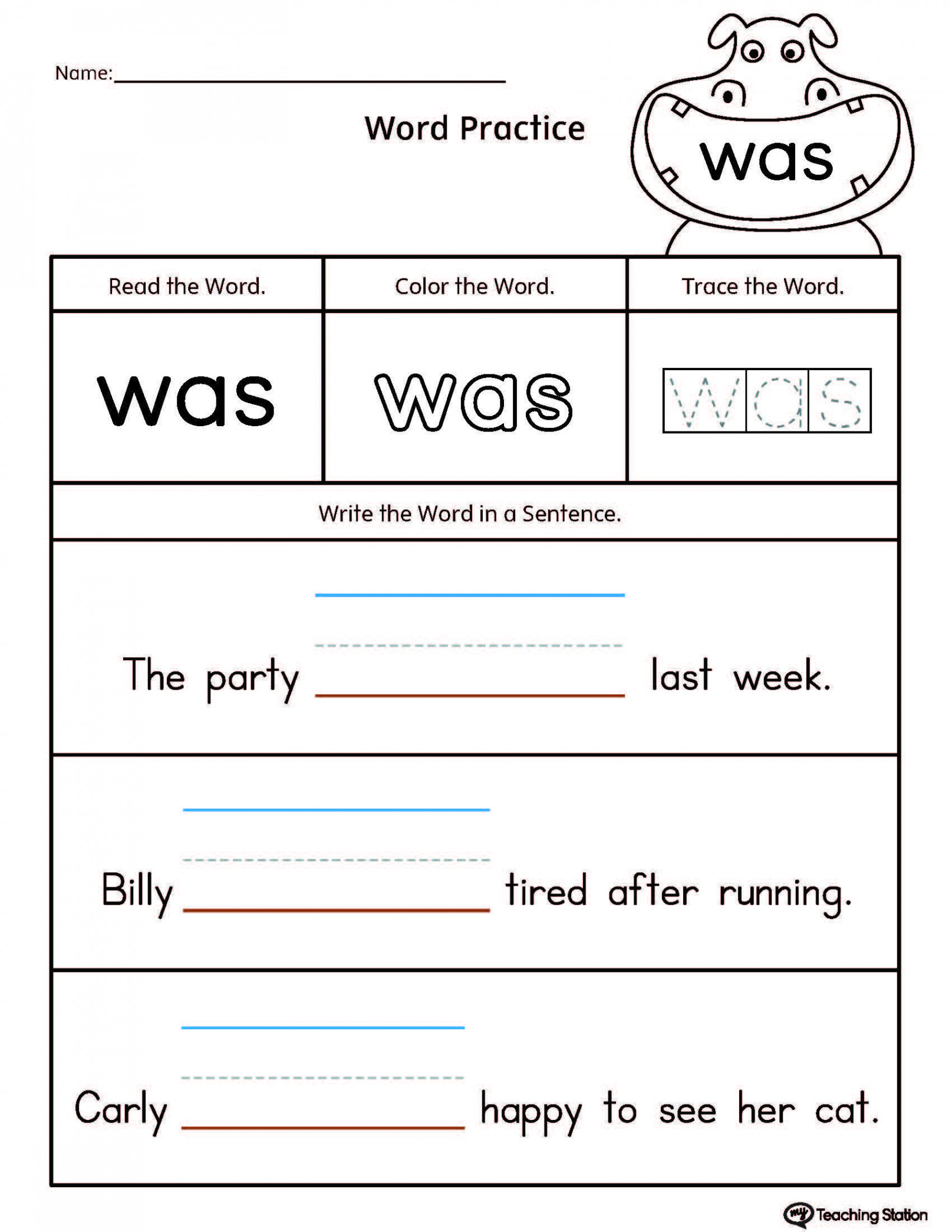 FREE High-Frequency Word THEY Printable Worksheet  Kindergarten