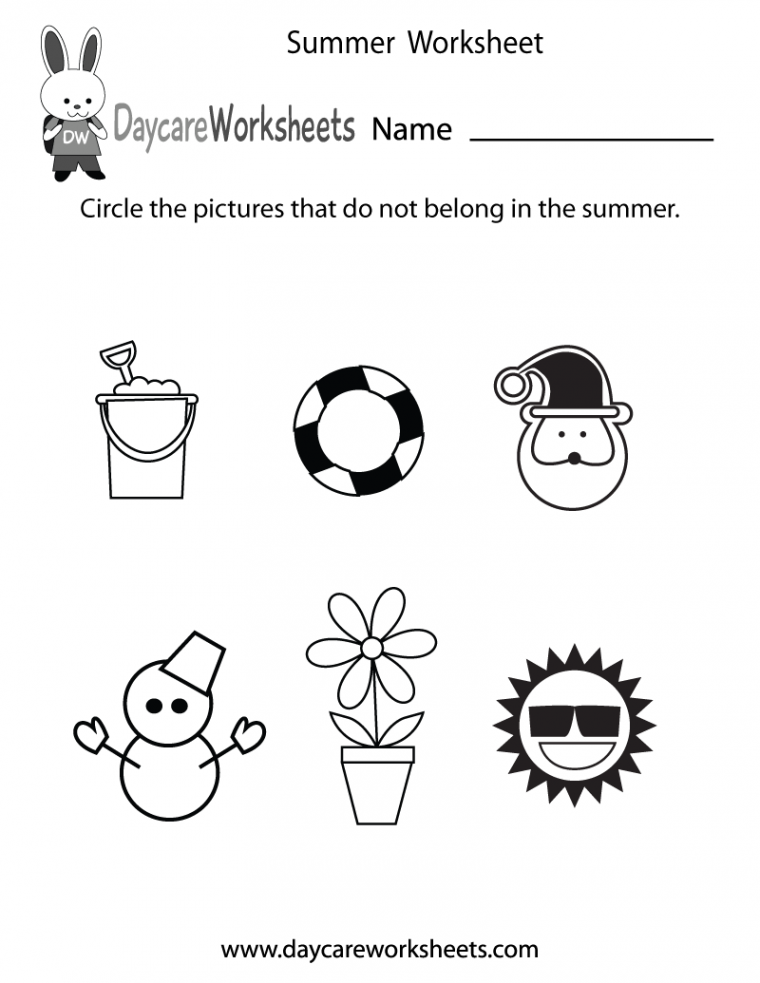 Free Preschool Summer Worksheet  Summer worksheets, Seasons