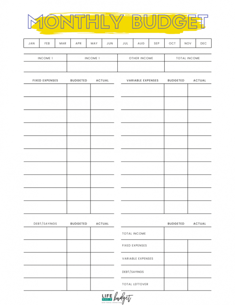 Free Printable Budget Templates To Use In 20! - Life and a Budget