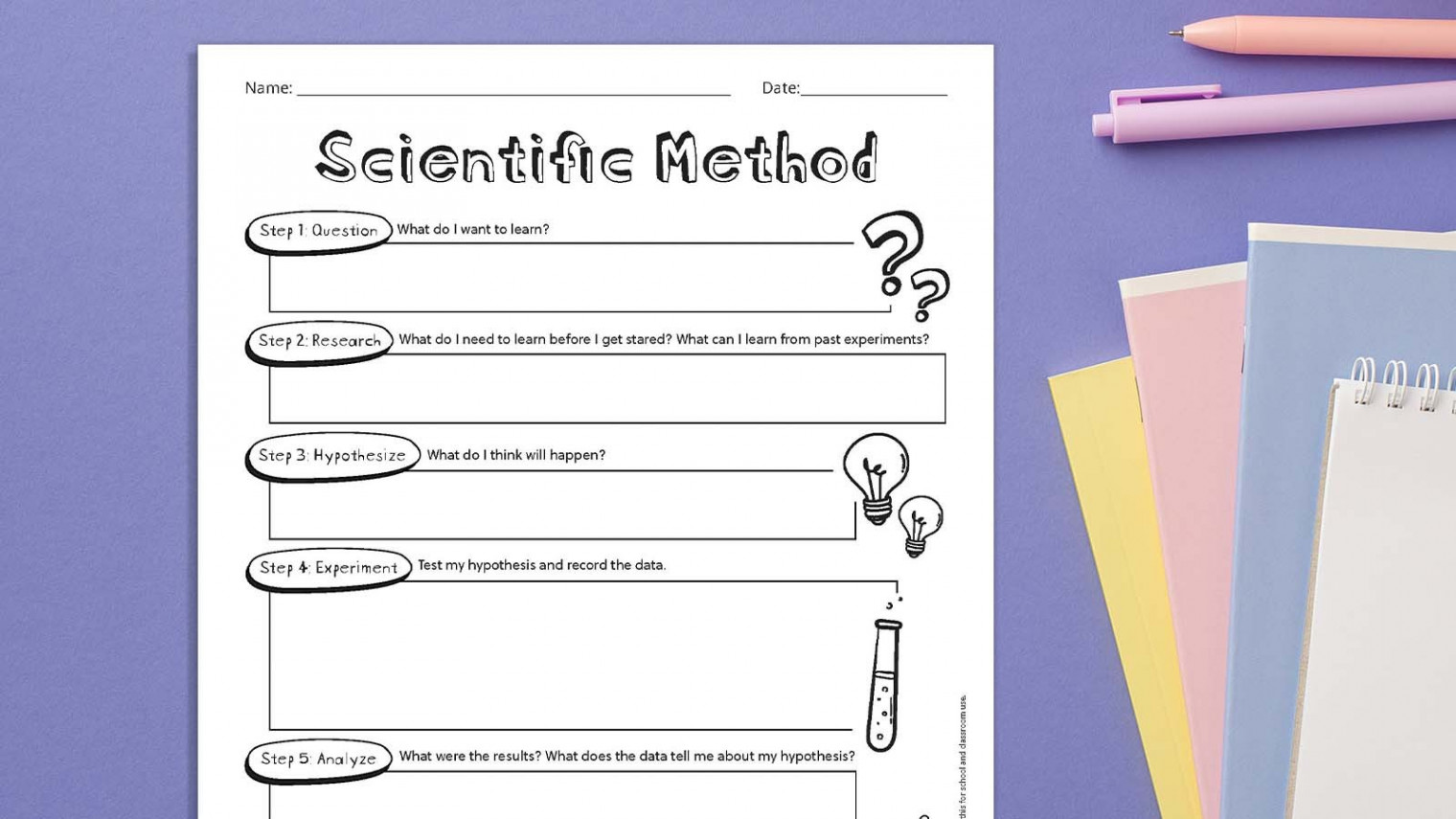 Free Scientific Method Worksheet Printable