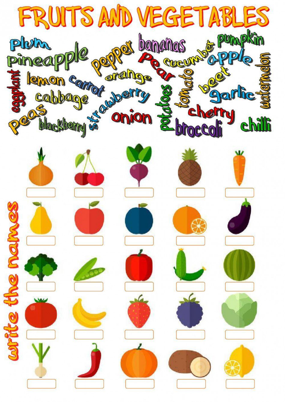 Fruits and vegetables worksheet  Live Worksheets