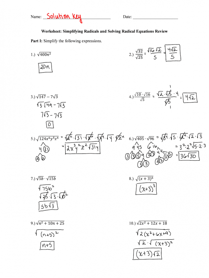 Geometry Simplifying Radicals Worksheet Answers - Fill Online