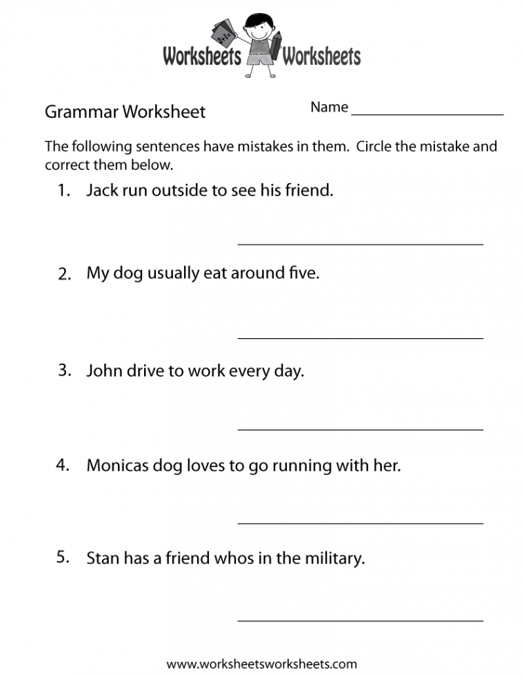 Grammar Practice Worksheet - Free Printable Educational Worksheet