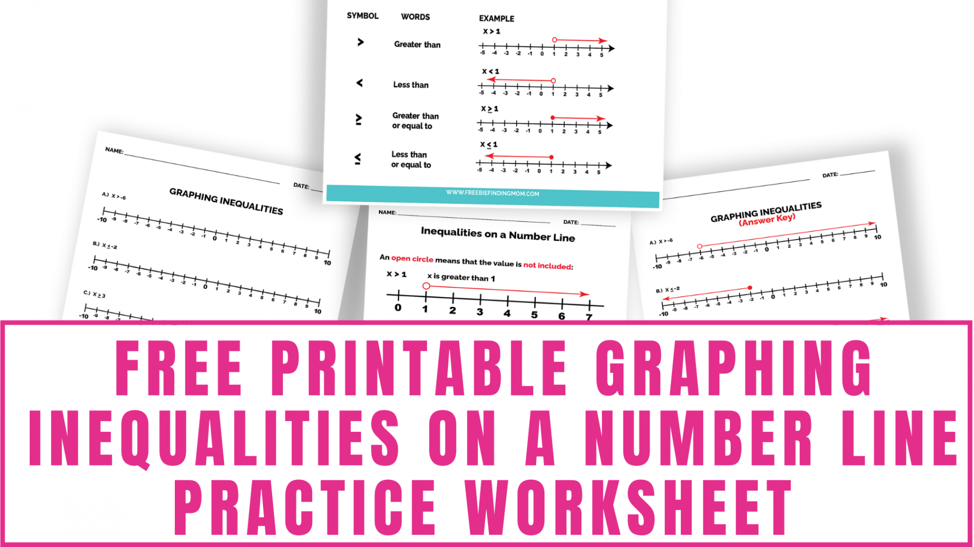 Graphing Inequalities on a Number Line Worksheet - Freebie Finding Mom