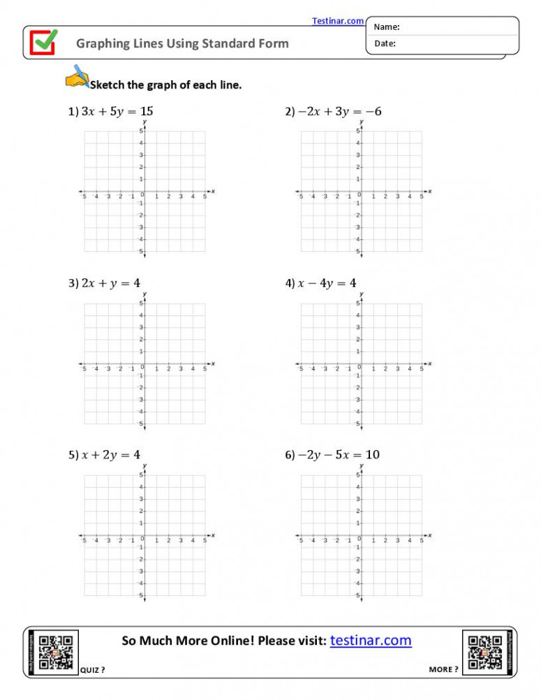 Graphing Lines Using Standard Form worksheets