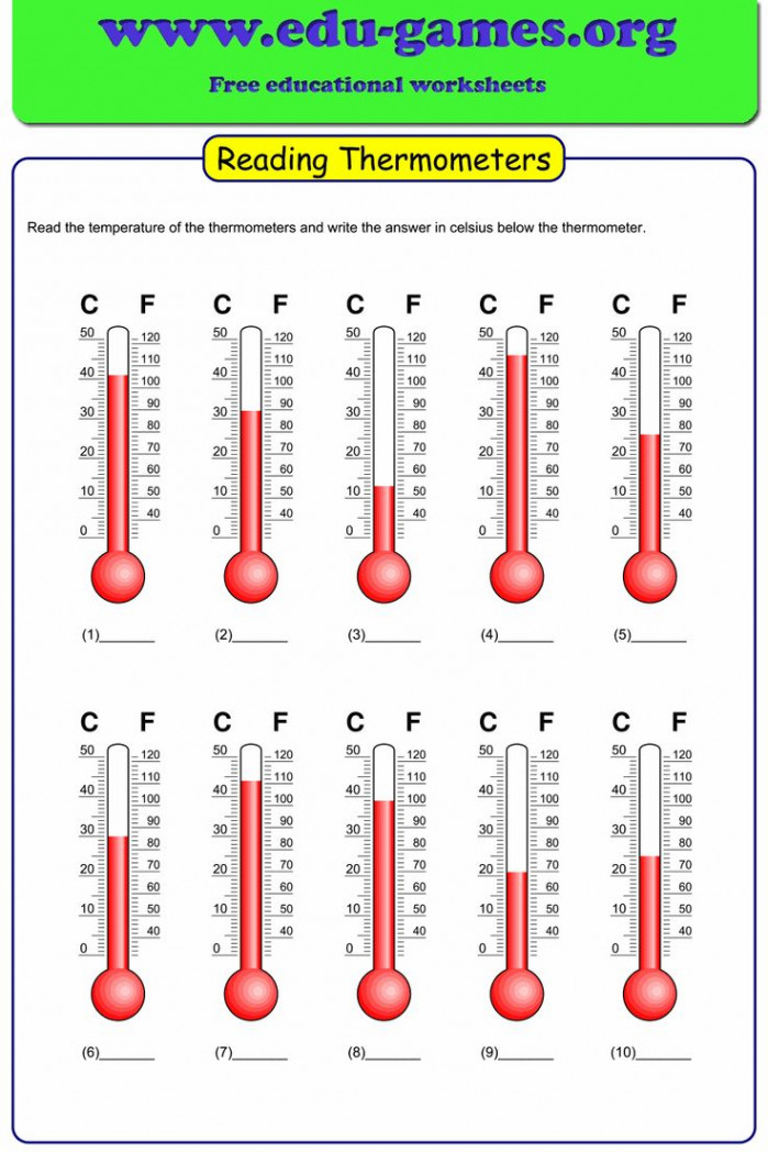 High quality reading thermometers worksheet with many options