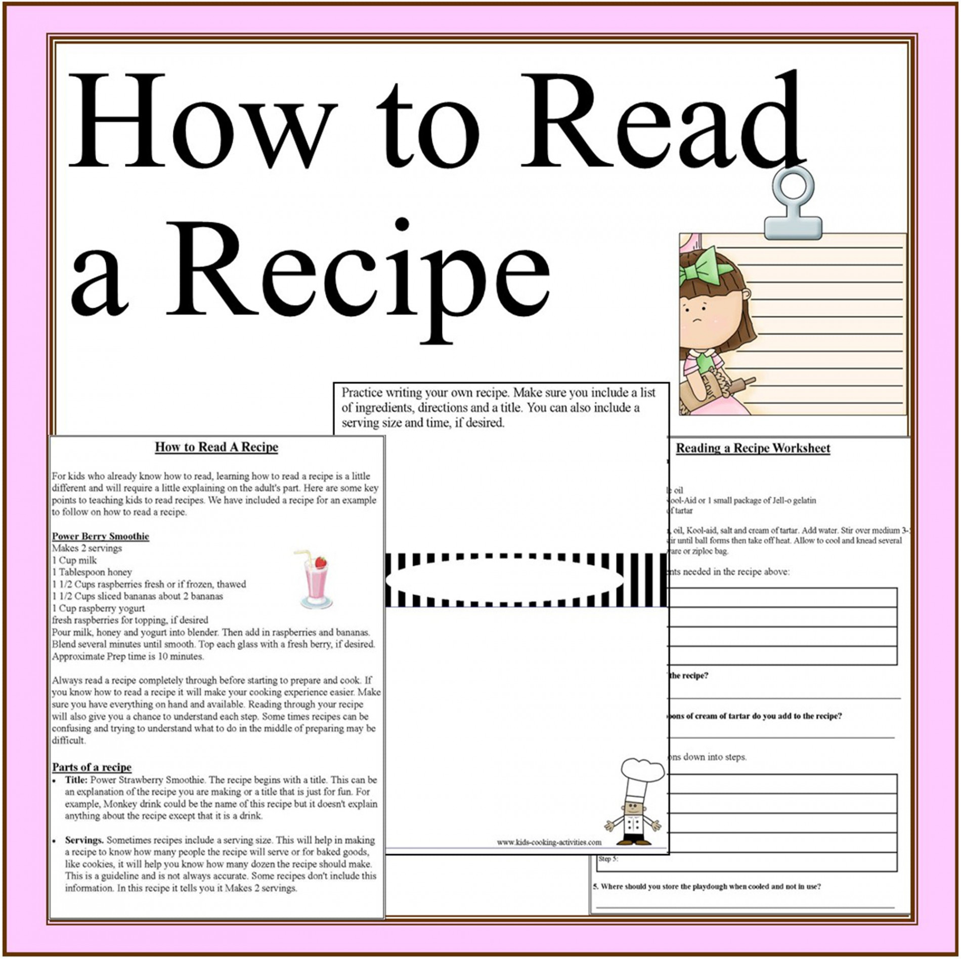 How to Read a Recipe Worksheets