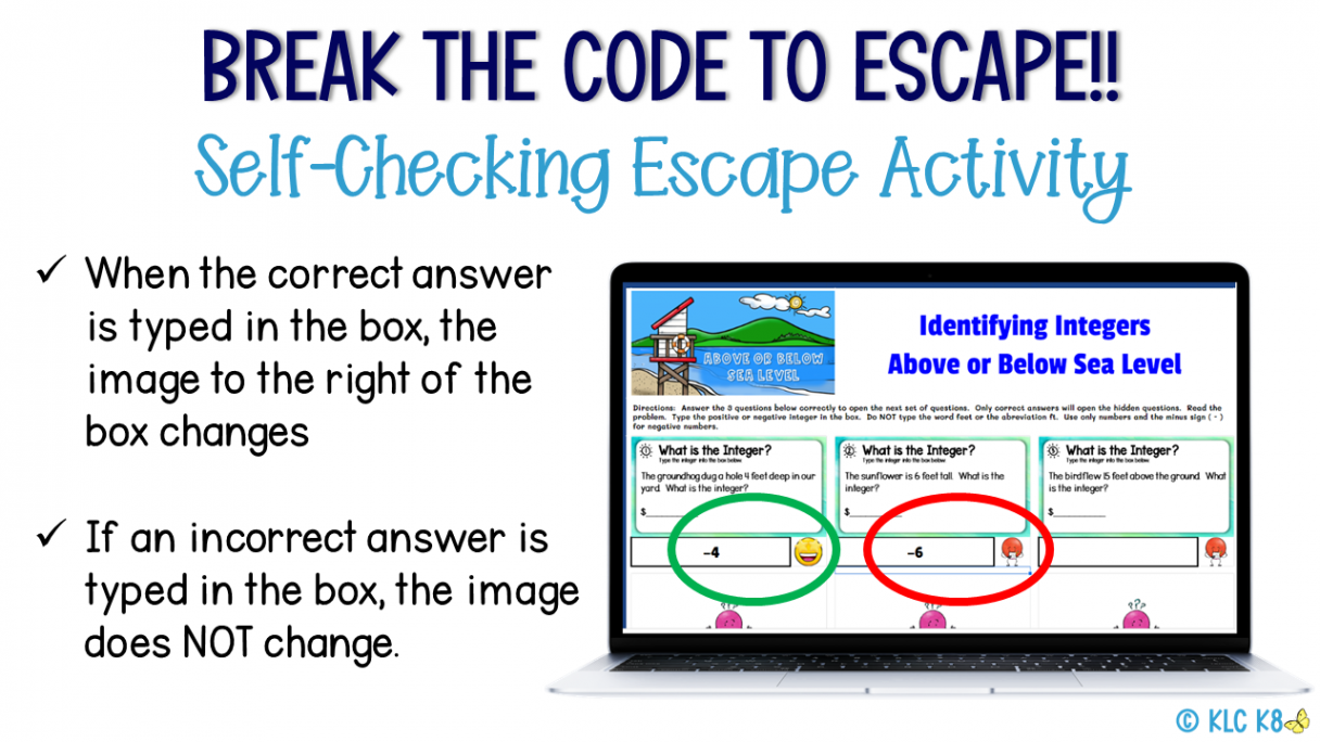 Identify Integers  Above or Below Sea Level  Self-Checking Activity