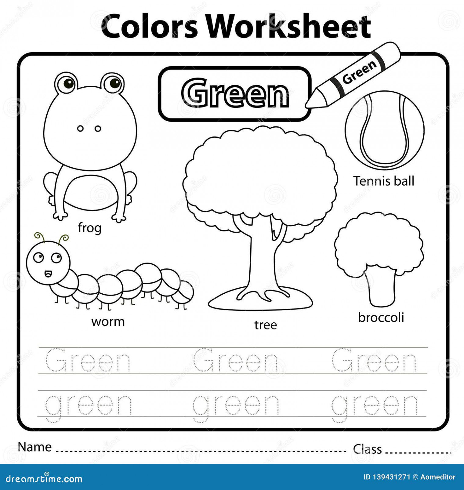 Illustrator of Color Worksheet Green Stock Vector - Illustration