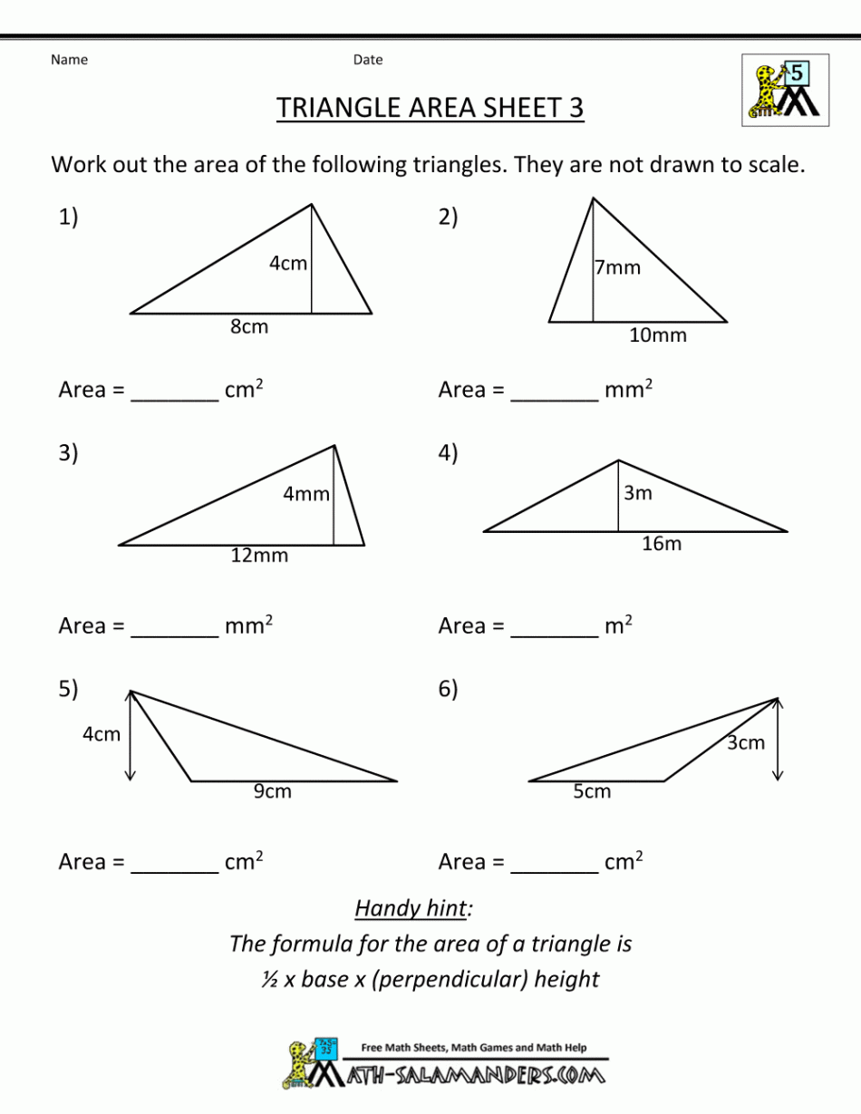 Image result for area of parallelogram worksheet  Triangle