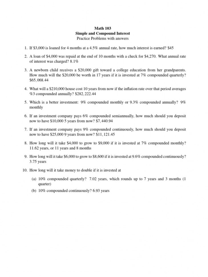 Interest Answers  PDF  Compound Interest  Interest